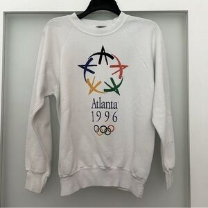 Vintage ONEITA 1996 Atlanta Olympics USA rings white crewneck sweatshirt XS